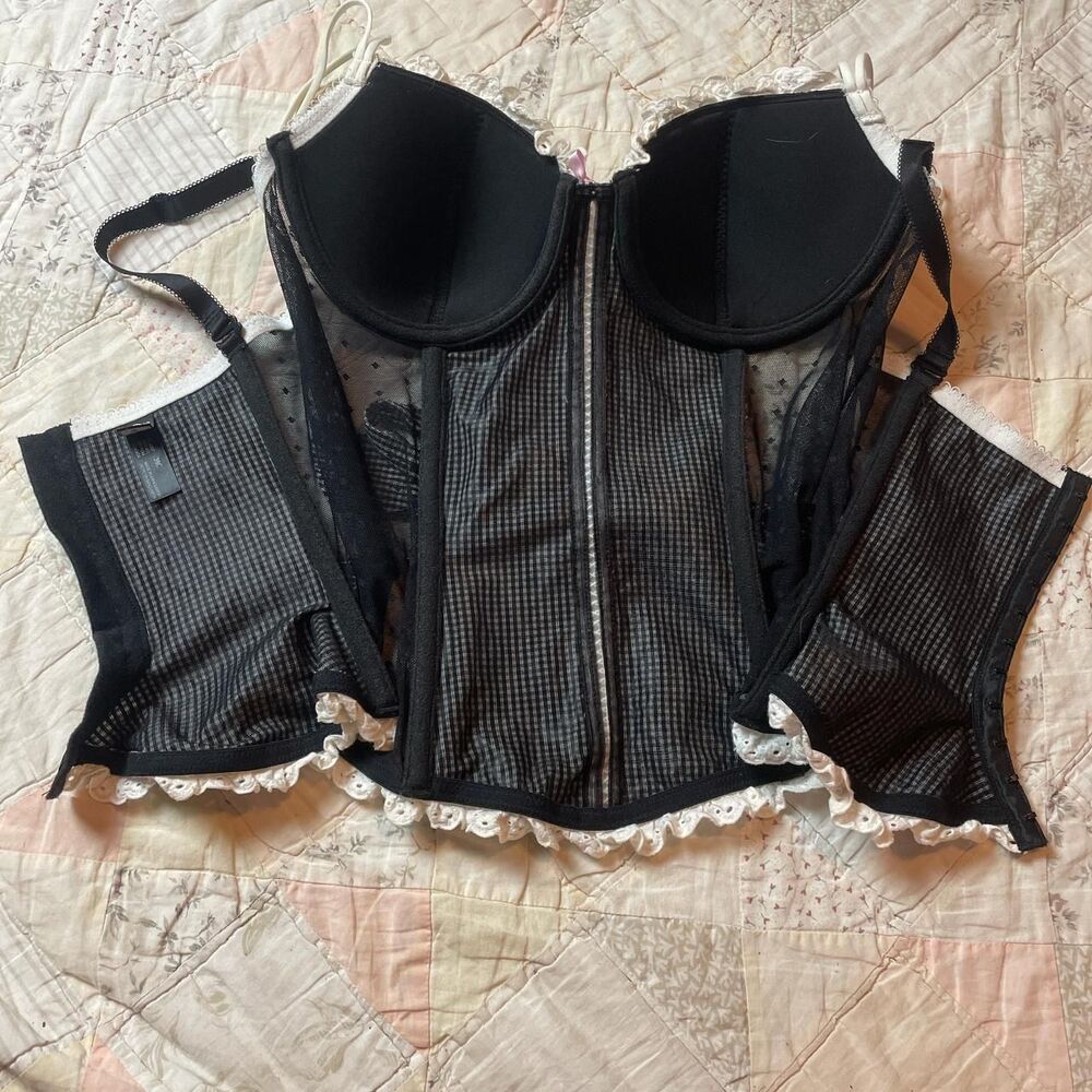 smart and sexy vintage y2k black and white checkered gingham emo corset top 38C - Picture 4 of 7